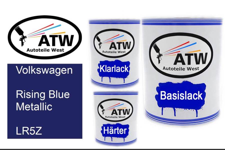 Volkswagen, Rising Blue Metallic, LR5Z: 1L Lackdose + 1L Klarlack + 500ml Härter - Set, von ATW Autoteile West.